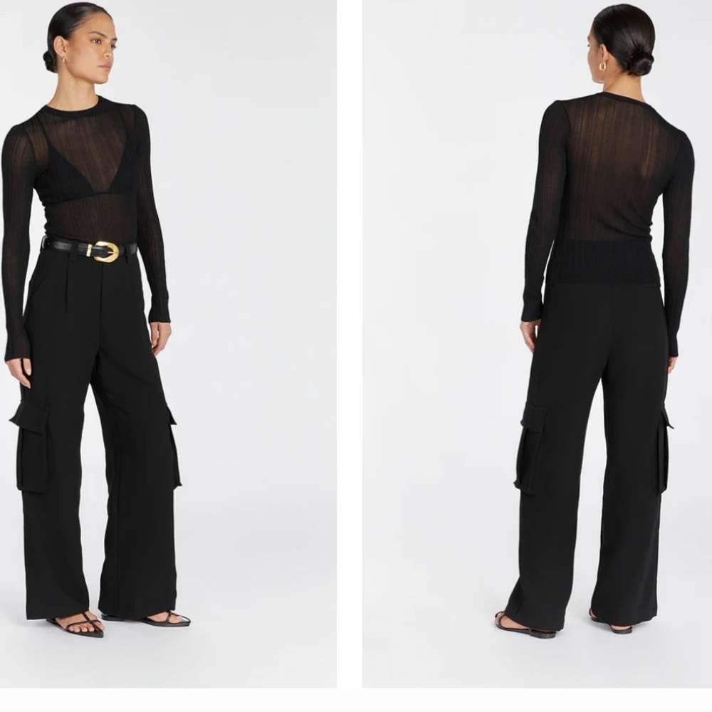 black sheer long sleeve top euc medium NWOT